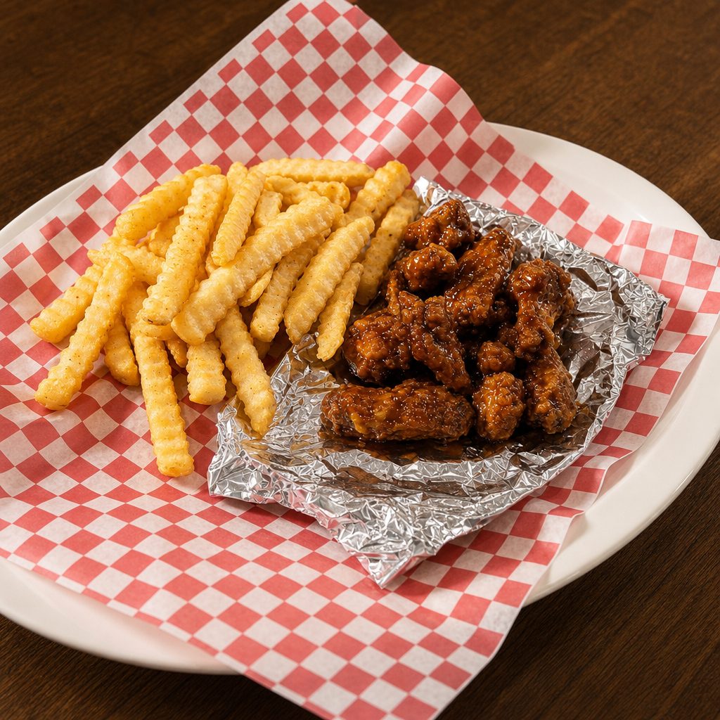 Buffalo Chicken Tenders and Fries.
